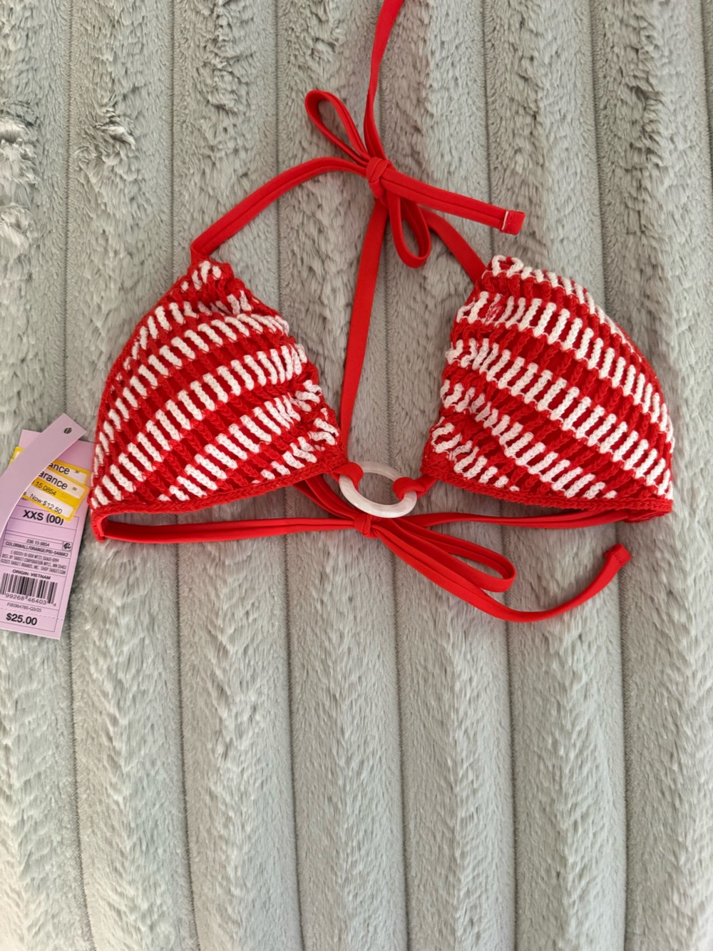 wild fable Red & White Crochet Triangle Bikini Top